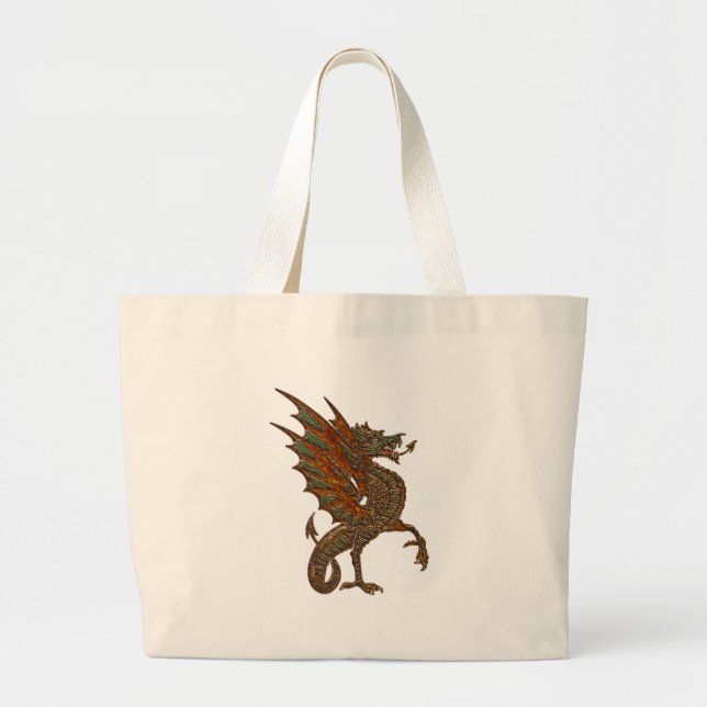 Grand Tote Bag Yes Old Medieval Dragon Design (Devant)