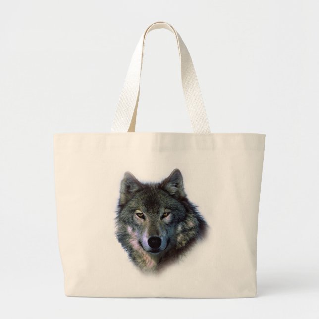 Grand Tote Bag Yeux de loup gris (Devant)