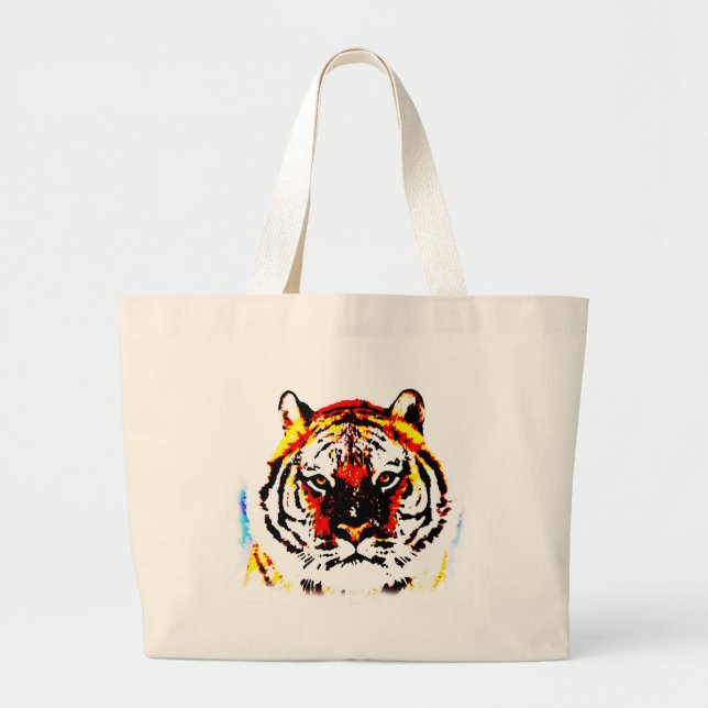 Grand Tote Bag Yeux de tigres sauvages (Devant)