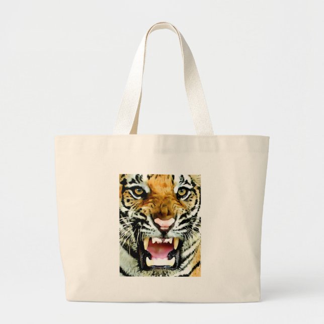 Grand Tote Bag Yeux du tigre (Devant)