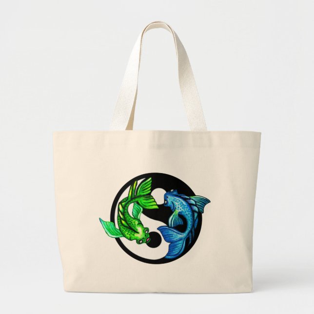 Grand Tote Bag Yin-Yang Koi Design (Devant)