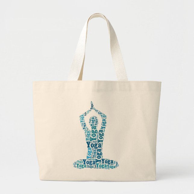 Grand Tote Bag Yoga Lotus Pose Mot Cloud Zen (Devant)
