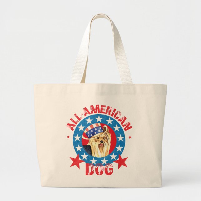 Grand Tote Bag Yorkie patriotique (Devant)