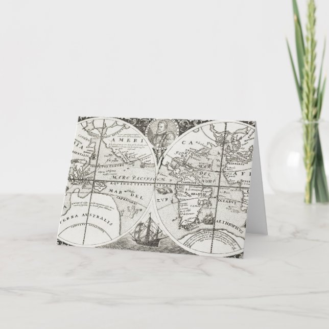 Grand Voyages Vieux Antique Carte générale Monde (Devant)