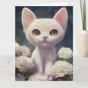 GRAND YED CUTE CAT KITTEN ART GRANDE carte d'anniv