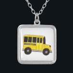 Grand Yellow School Bus Driver Collier de l'enseig<br><div class="desc">Représente une illustration originale d'un autobus scolaire jaune vif!</div>