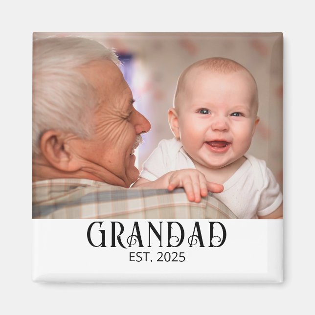 Grandad Established Photo Gift Magnet (Devant)