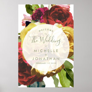 Grande Affiche de bienvenue Mariage Rose Botanique
