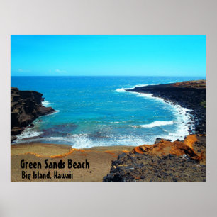 Grande affiche d'Hawaï d'île de plage verte de