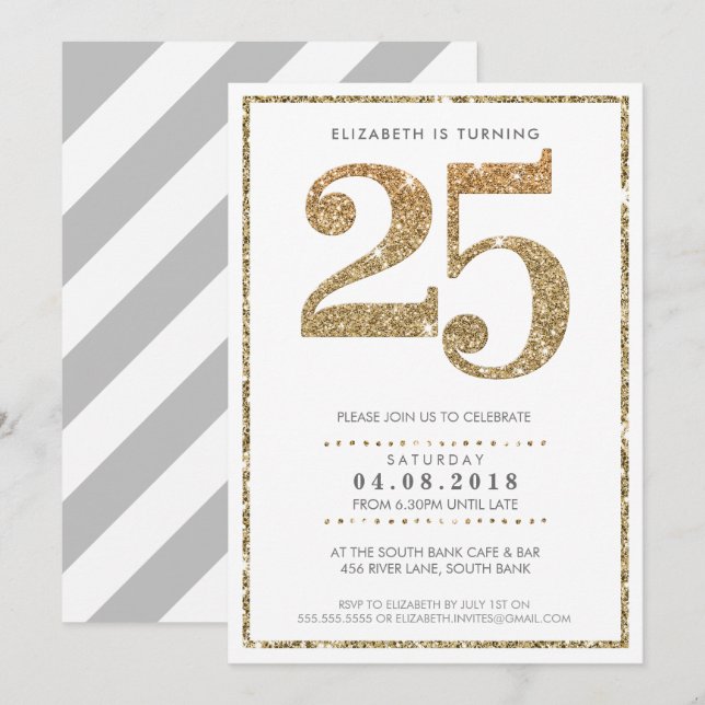 GRANDE ÂGE NUMÉRO INVITATION moderne 25 parties sc (Devant / Derrière)