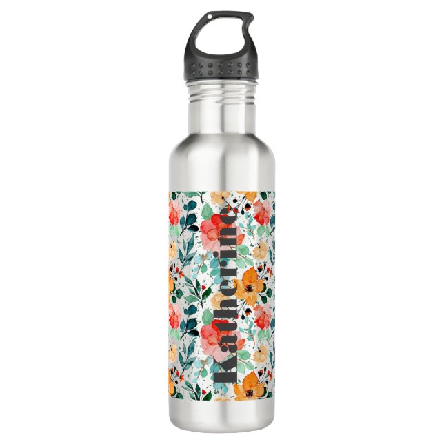 Grande Bouteille d'eau Motif Floral Personnalisée (Devant)