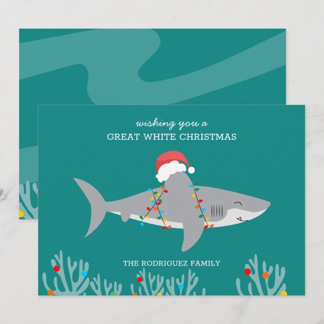 Grande carte blanche à plat de requin de Noël (Devant / Derrière)