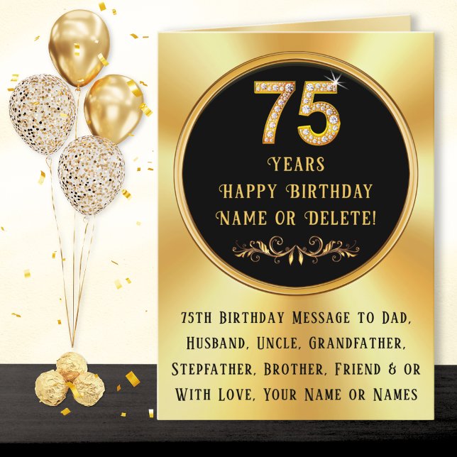 GRANDE, carte d'anniversaire 75 ans pour papa, gra (Big, 75th birthday card. Type in your 75th birthday wishes for friend. 75th birthday cards for dad.)
