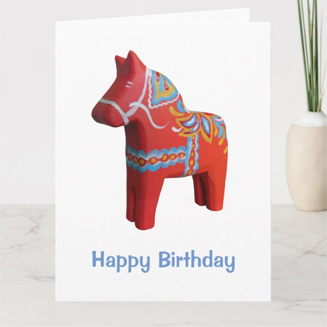 Grande carte d'anniversaire avec Dala Horse (Devant)