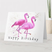 Grande carte d'anniversaire de Flamant rose rose,