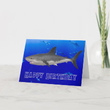 Grande carte d'anniversaire de requin blanc