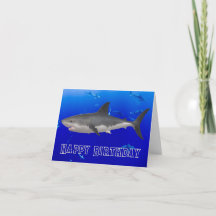 Grande carte d'anniversaire de requin blanc