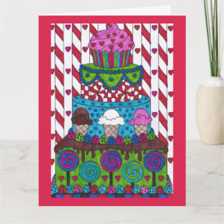 Grande carte d'anniversaire - Lollipopes et bonbon