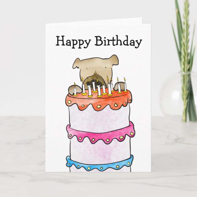 Grande carte de gâteau d'anniversaire pour chien (Devant)