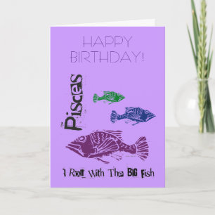 Grande carte de joyeux anniversaire de poissons de