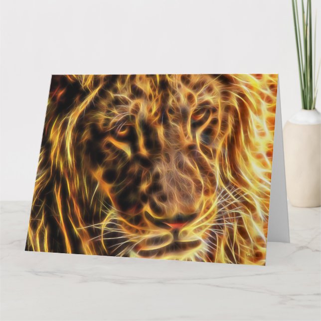 Grande carte de voeux de lion doux par des (Devant)