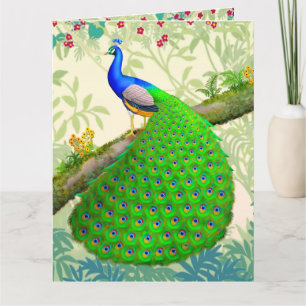 Grande carte de voeux Exotic Indian Blue Peacock