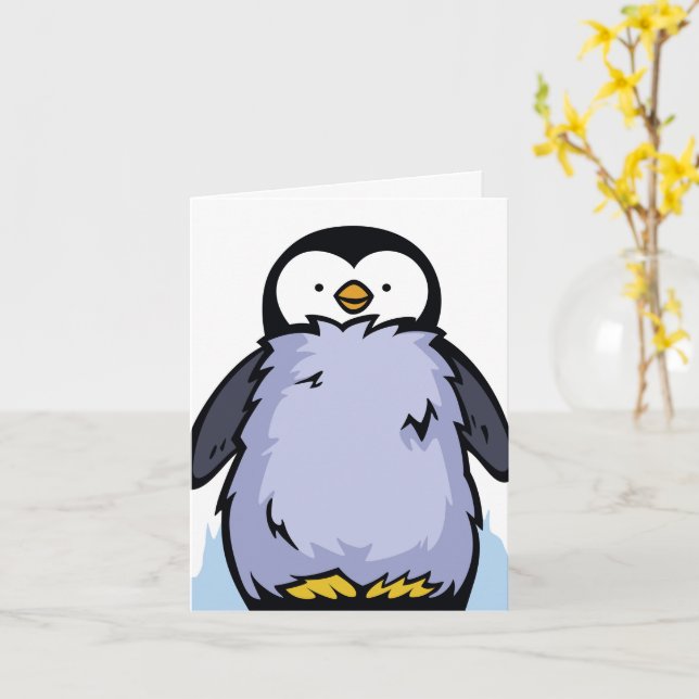Grande carte de voeux Pingin Chick (Fleur jaune)