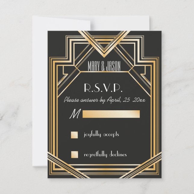 Grande carte RSVP Gatsby inspirée (Devant)