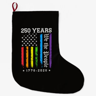 Grande Chaussette De Noël 250 Ans de Drapeau de Fierté LGBT Américain 250e A