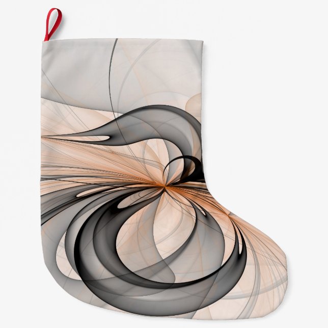 Grande Chaussette De Noël Abstrait Anthracite Grey Sienna Art moderne fracta (Devant)