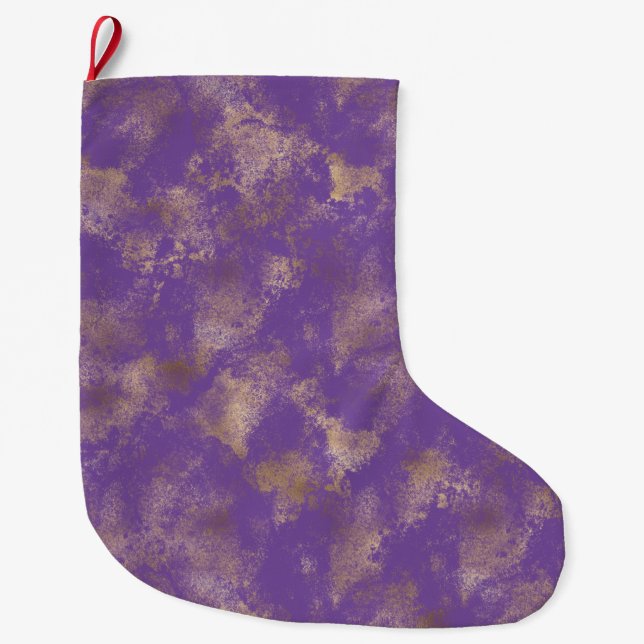 Grande Chaussette De Noël Abstrait d'or violet (Devant)