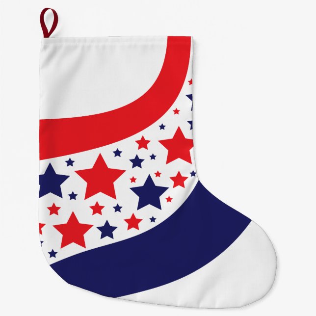 Grande Chaussette De Noël Abstrait Patriotique Ondulé (Devant)