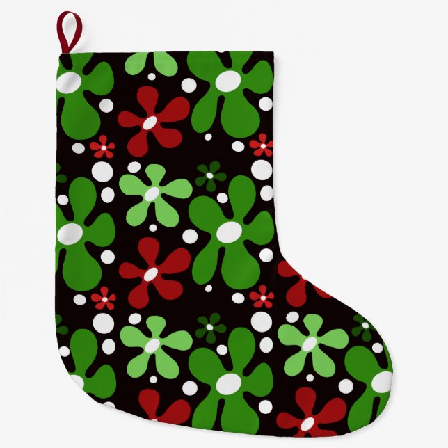 Grande Chaussette De Noël Abstraite fleur funky ensemencement de Noël (Devant)