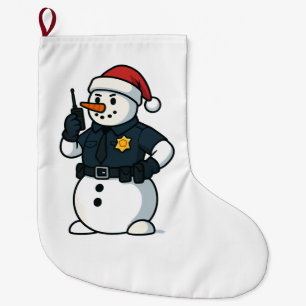 Grande Chaussette De Noël Agent de police Bonhomme de neige Noël 2026 Vacanc