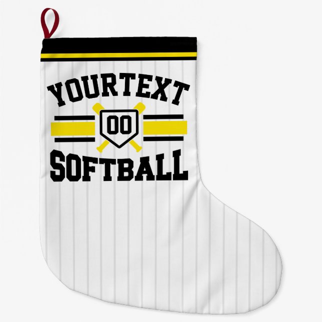Grande Chaussette De Noël AJOUT PERSONNALISÉ NOM Softball Player Varsity Tea (Devant)