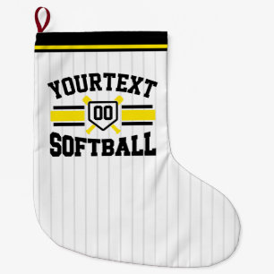 Grande Chaussette De Noël AJOUT PERSONNALISÉ NOM Softball Player Varsity Tea