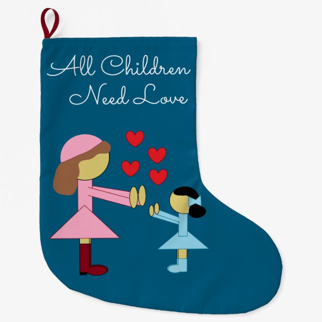 Grande Chaussette De Noël All Children Need Love:  Deep Sea Blue (Devant)