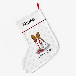 Grande Chaussette De Noël Allons-y ! (walk) Papillon (white & red) Chien mig