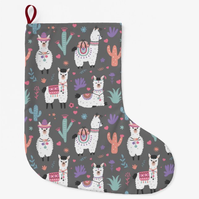 Grande Chaussette De Noël Alpacas/Llamas (Devant)