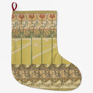 Grande Chaussette De Noël Alphonse Mucha Coquelicots Papier Peint Floral Art