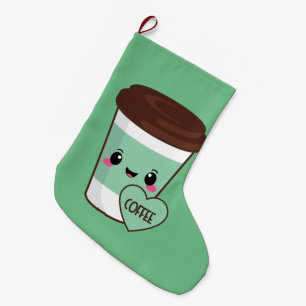 Grande Chaussette De Noël Amant d'Emoji de café