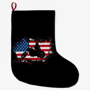 Grande Chaussette De Noël American US Flag Motorcycle Funny Sport Lover