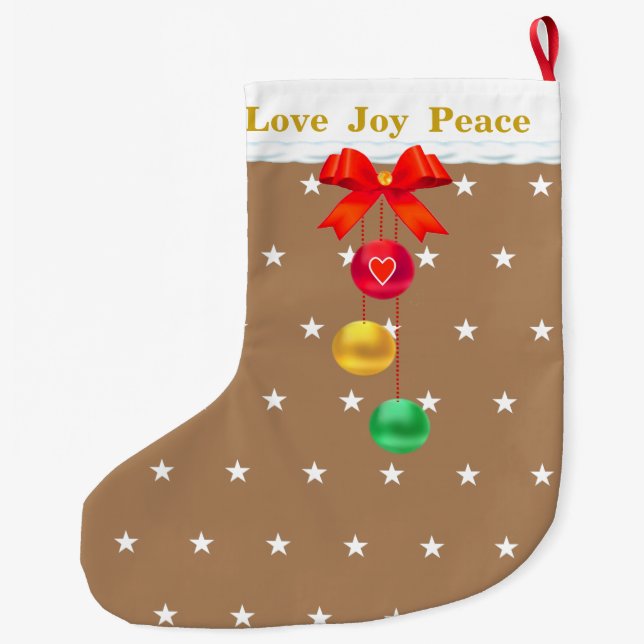 Grande Chaussette De Noël Amour Joie Paix (Dos)