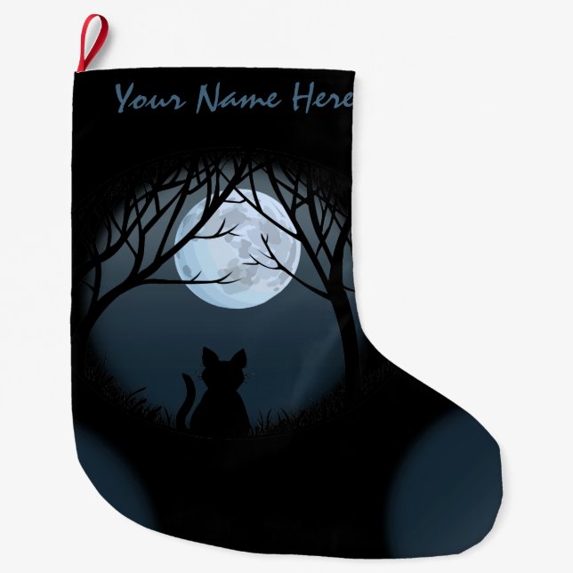 Grande Chaussette De Noël Amoureux des chats Noël Stocking Customisé (Devant)