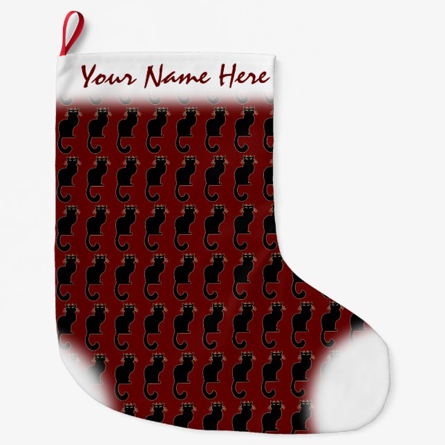 Grande Chaussette De Noël Amoureux des chats Noël Stocking Customisé (Devant)