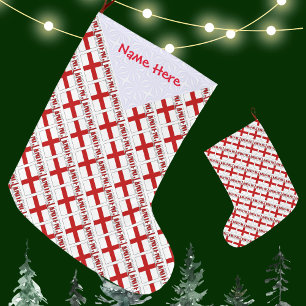 Grande Chaussette De Noël Anglais Drapeau Carrelé Rouge Personnalisation
