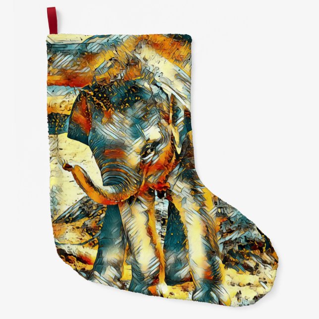 Grande Chaussette De Noël AnimalArt_Elephant_003 (Devant)
