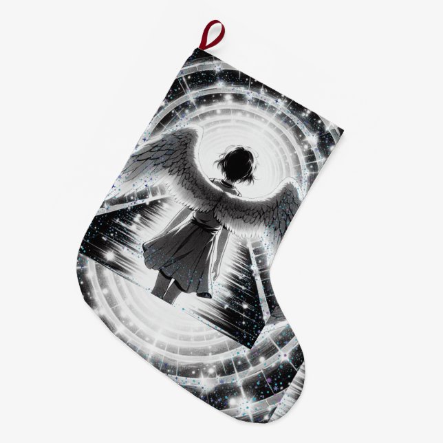 GRANDE CHAUSSETTE DE NOËL ANIME ANGEL STOCKAGE STYLEDBYTRREAL (Devant (Accrochage))