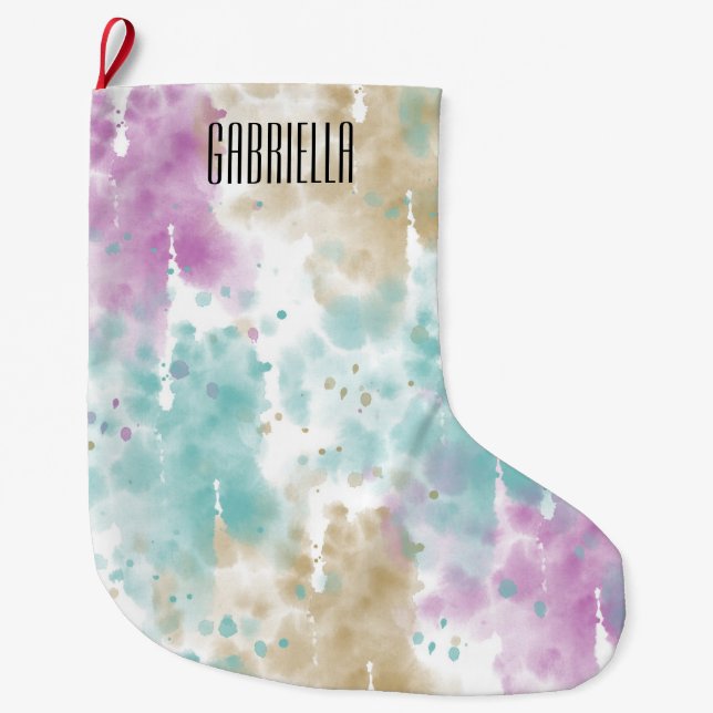 Grande Chaussette De Noël Aquarelle Abstraite personnalisée (Devant)