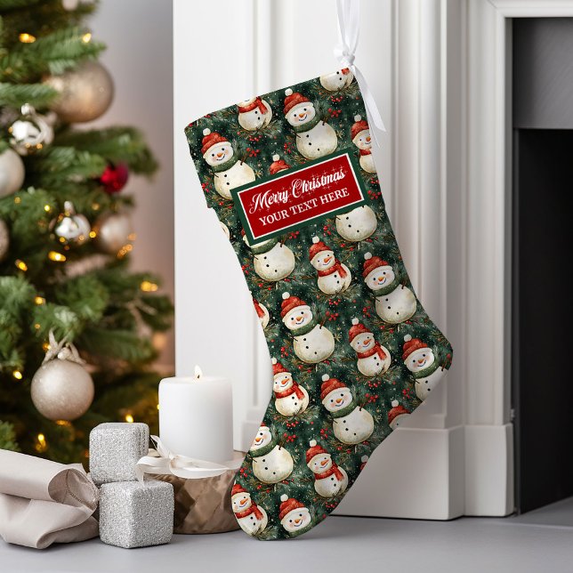 Grande Chaussette De Noël Aquarelle classique Noël Stocking personnalisé (Watercolor Classic Christmas Stocking Personalized)